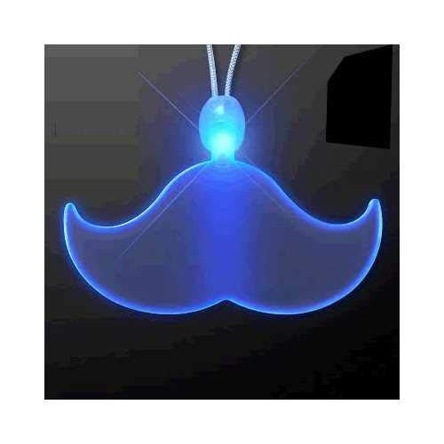 blinkee Acrylic LED Blue Mustache Necklace by