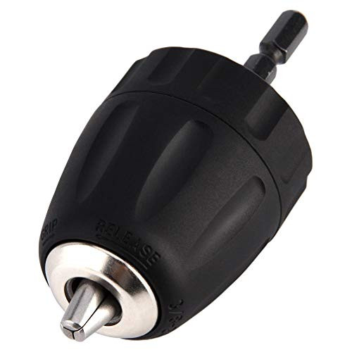 Drill Chuck, 3/8-24UNF 0.8-10MM Keyless Drill Bit Chuck Clip Quick Connect Impact Driver Conversion Tool with 1/4'' Hex Shank Rod Adapter
