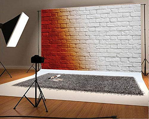 7x5ft Kate White Brick Wall Backdrops with Red Brick Photography Background Photo Booth Props Baby Show Photography Backdrops