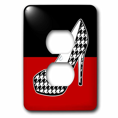 3dRose lsp_57143_6 I Love Shoes Houndstooth Print High Heel Shoe On Black And Red 2 Plug Outlet Cover 3dRose lsp_57143_6 I Love Shoes Houndstooth Print High Heel Shoe On Black And Red 2 Plug Outlet Cover