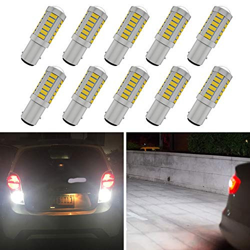 1157 LED Bulb,Mesllin 12V 2057 2357 7528 BAY15D Brake Light 33SMD LED Lamps Replacement for Turn Signal Blinker Side Marker Lights, 6500K White (10PCS)