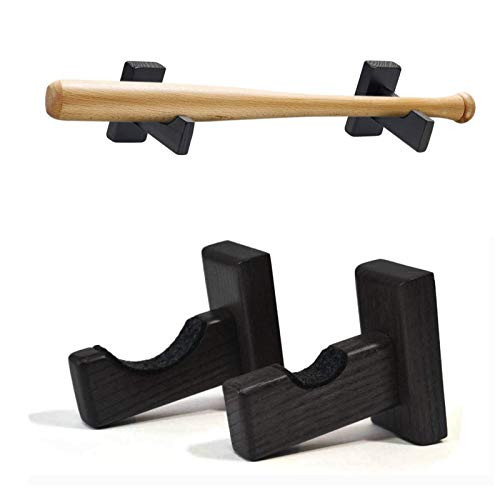Untimaty Baseball Bat Rack Display Case Holder Wall Mount Horizontal Rack Brackets Hanger?Solid Wood Baseball Bat Brackets Hanger Hidden Screws for Softball Hockey Stick Baseball -Black-