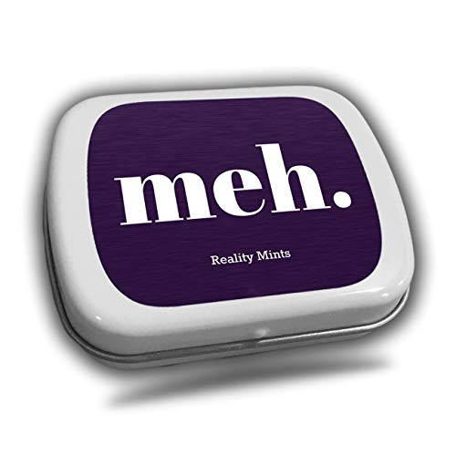 Meh Mints - Wintergreen Breath Mints - Novelty Candy Gift for Women - Hinged Collectible Tin of Sugar-Free Candy