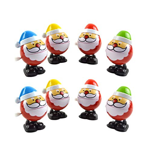 NUOBESTY 8pcs Christmas Wind Up Toys Santa Claus Snowman Clockwork Toys Figure Ornaments Christmas Holiday Party Supplies Favors Goodie Bag Fillers