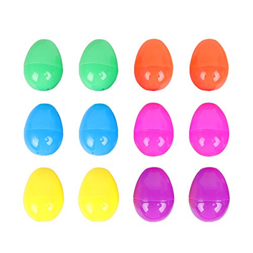 Kisangel 12Pcs Plastic Easter Egg Bright Color Surprise Egg Painted Eggshell Kids Surprise Egg Toy Easter Gift Candy Box for Easter Egg Hunt Prop Basket Filler