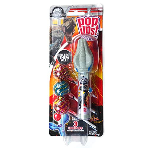 Jurassic World Dinosaur Pop Ups Lollipop Case Holder Blue Raptor with Chupa Chups Lollipops