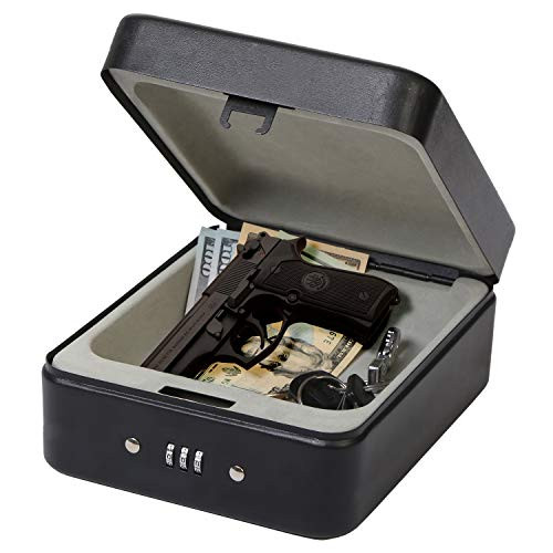 SEPOX Pistol Safe, Portable Gun Safe with Key Lock & Tether Cable