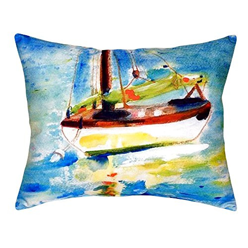 Betsy Drake NC274 Yellow Sailboat No Cord Pillow,,16" X20"