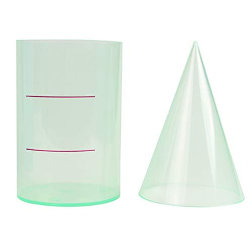 NUOBESTY 2 Pcs Geometric Shapes Volume Ratio Demonstration Cylinder Cone Math Model Plastic Transparent Teaching Tools for Students Math Class Children School