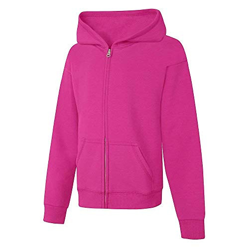 Hanes Girls ComfortSoft EcoSmart Full-Zip Hoodie Sweatshirt, M, Amaranth