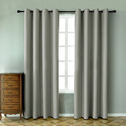 LOHASCASA Living Room Darkening Blackout Curtains Nursery - Floor Length 52 x 95 Inch Grey 1 Panel