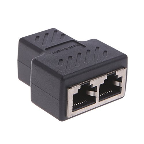 FEILINKA 1 to 2 Ways LAN Ethernet Network Cable RJ45 Female Splitter Connector Adapter