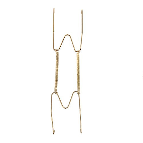 uxcell Metal Spring Plate Hangers, Natural and Stretch Length 8.3" to 10", Wall Rack Holder Dismountable Hook Stand Hanging Display Gold Tone