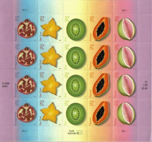 USPS Tropical Fruit Sheet of Twenty 27 Cent Stamps Scott 4257a