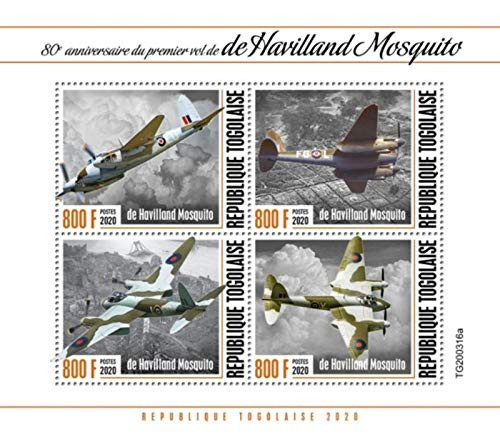 Togo - 2020 de Havilland Mosquito 1st Flight - 4 Stamp Sheet - TG200316a
