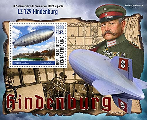 Central Africa - 2021 Hindenburg First Flight - Stamp Souvenir Sheet - CA210221b