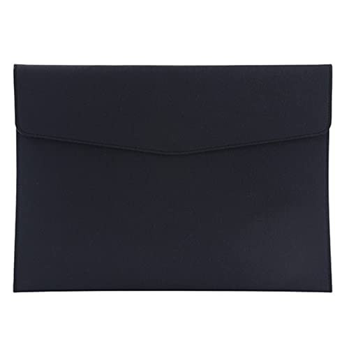 A4 Waterproof File Folder PU Leather Document Holder Portfolio Envelope Folder Case with Snap Closure -Black-