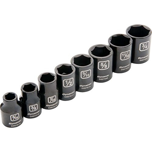 Dynamic Tools D010020 3/8" Drive 6 Point SAE Standard Impact Socket Set (8 Piece), 5/16" to 3/4"
