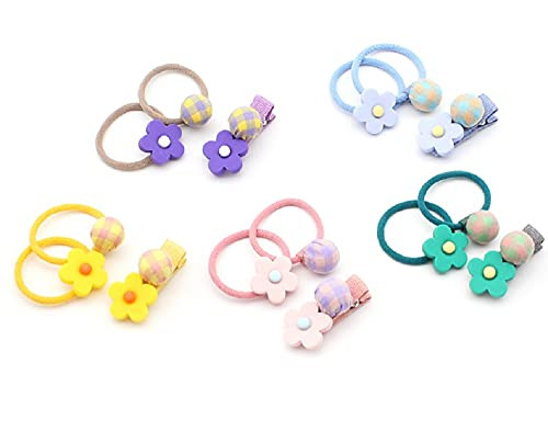 Baby Girl's Flower Hair Clips Cute Hair Bows Baby Elastic Hair Ties Hair Accessories Ponytail Holder Hairpins Set For Baby Girls Teens Toddlers, Assorted styles, 15 pieces Pack