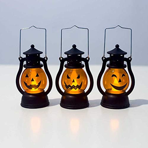 Dergo ?Halloween Vintage Lantern, Halloween Vintage Lantern Party Hanging Decor LED Light Lamp Portable Nightlight -B-