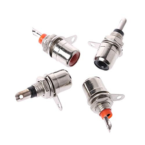 Davitu Electrical Equipments Supplies - 10 Pcs Nickel Plated RCA Phono Chassis Panel Mount Female Socket Adapter Red plusBlack 77UD