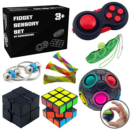 NANAHouse Fidget Toy Set, Infinity Cube, Speed Cube, Fidget Pad , Flippy Chain, Magic Ball, Handheld Fidget Toys for Adults Kids ADHD ADD Anxiety Autism, Stress and Anxiety Relief