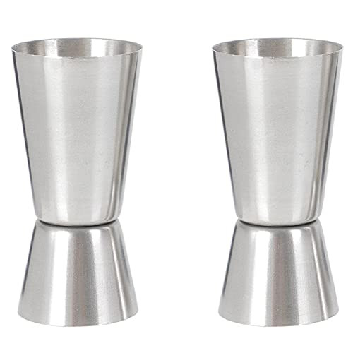2 Pieces Double Jigger Drink Jigger Cocktail Jigger Double Cocktail Jigger Cocktail Measuring Cup Stainless Steel Bar Jigger 1/2oz  and  1oz Cocktail Jigger Measuring Cup Bar Tool, Silver