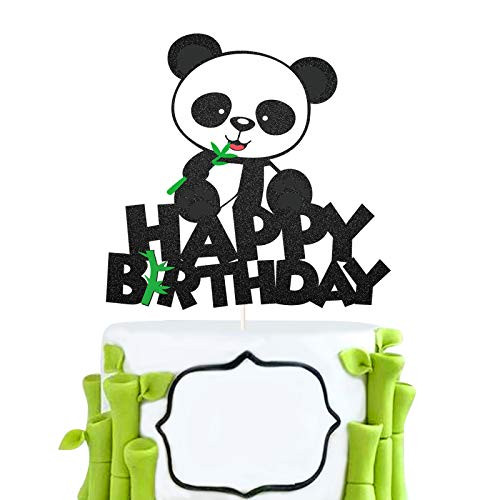 Glitter Panda Happy Birthday Cake Topper,Animal Themed for Birthday or Baby Shower Party Decor Supplies Glitter Panda Happy Birthday Cake Topper,Animal Themed for Birthday or Baby Shower Party Decor Supplies