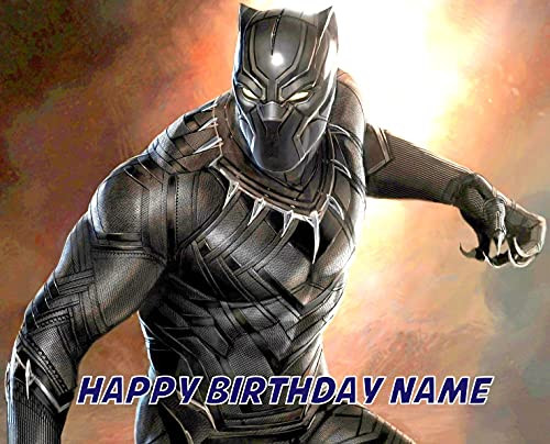 Black Panther Image Frosting Sheet for Edible Cake Picture Topper 1/4 sheet -75"x10" -7.5"x10"-