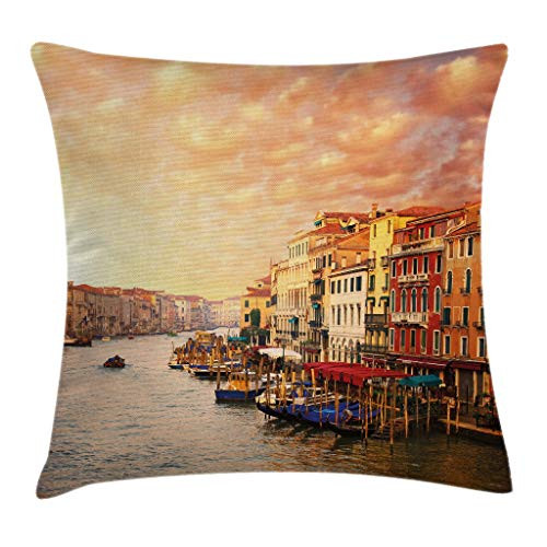 Ambesonne Scenery Decor Throw Pillow Cushion Cover, Venezia Italian Decor Landscape with Old Houses Gondollas and Spikes Image, Decorative Square Accent Pillow Case, 20 X 20 Inches, Multicolor Ambesonne Scenery Decor Throw Pillow Cushion Cover, Venezia Italian Decor Landscape with Old Houses Gondollas and Spikes Image, Decorative Square Accent Pillow Case, 20 X 20 Inches, Multicolor