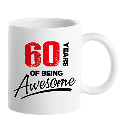 60th Birthday Gifts for Women, Funny 60 Year Old Gift Coffee Mug, 1961 60th Birthday Mugs for Her, Mom, Aunt, Wife, Friend, Grandma, Sister, Colleague, 11 oz Tea Cup 60 Years of Being Awesome