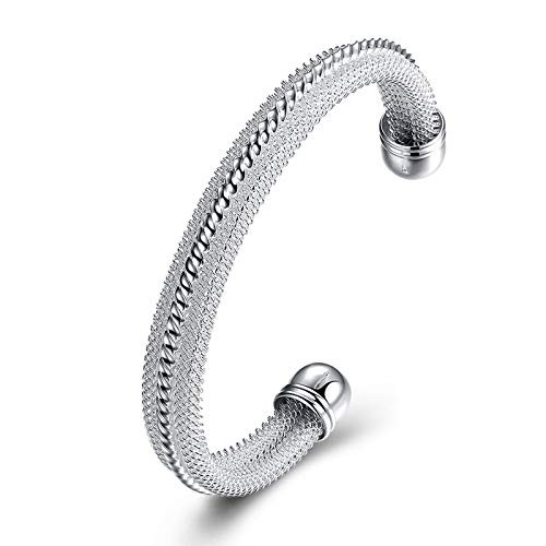 JHWZAIY 925 Sterling Silver Bangle Cuff Bracelets For Women, Hollow Open Bangle Bracelet Jewelry For Women -07-