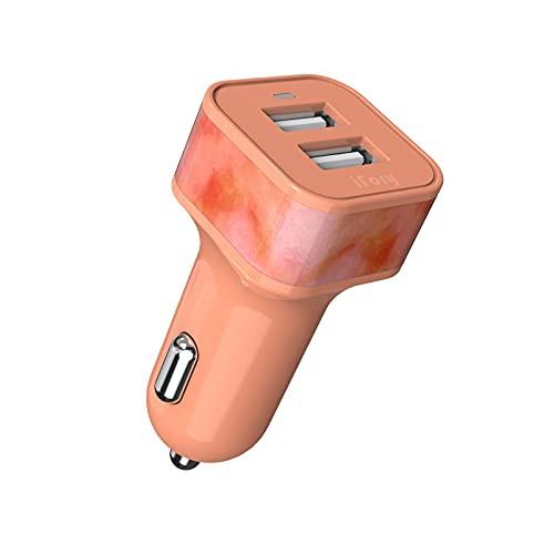 Dual-Port USB Car Charger Adapter,iFory Quick Charge 3.0 USB 3A/36W ABS Car Charger Two Ports Adapter Compatible with Apple and Android Devices ?1-Piece Orange?