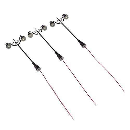 LoveinDIY 3Pcs 1:100 Model Railway Led Lamppost Lamps Street Lights HO - as described, 7.8cm
