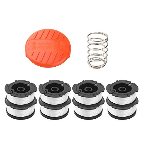 Hechuang 9 Pack Weed Eater Spool Spool Replacement for Black plusDecker AF-100 String Trimmers,30ft 0.065" Line String Trimmer Replacement Spool, -8 Replacement Spool, 1 Trimmer Cap, 1 Pack Spring-