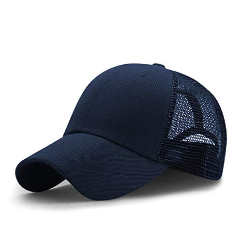 VOASTEK Workout Hats for Men, Adjustable Plain Vintage Washed Baseball Cap Trucker Hat Running Hat Gift for Father's Day Classic Navy