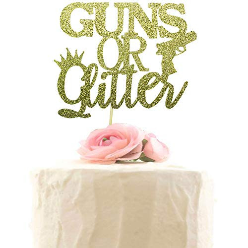 Guns or glitter Cake Topper, Gender Reveal Cake Decorations, Boy or Girl Decor, Baby Shower Cupcake Toppers - Gold Glitter Guns or glitter Cake Topper, Gender Reveal Cake Decorations, Boy or Girl Decor, Baby Shower Cupcake Toppers - Gold Glitter