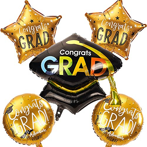 LuluPlus Graduation Balloons, 6 pcs Black and Gold Graduation Balloons 2021, Congrats Grad Balloons, Foil Balloons, Graduation Decorations 2021, Graduation Party Supplies, Congrats Grad Decorations LuluPlus Graduation Balloons, 6 pcs Black and Gold Graduation Balloons 2021, Congrats Grad Balloons, Foil Balloons, Graduation Decorations 2021, Graduation Party Supplies, Congrats Grad Decorations