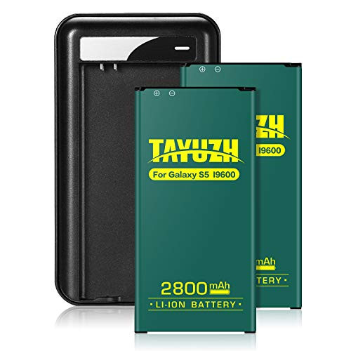 TAYUZH Galaxy S5 Battery, 2X 2800mAh Replacement Li-ion Battery Compatible Samsung Galaxy S5 Active I9600 G900A G900F G900H G900P G900T G900R4 G900V with S5 Spare Battery Charger - 24 Month Warranty TAYUZH Galaxy S5 Battery, 2X 2800mAh Replacement Li-ion Battery Compatible Samsung Galaxy S5 Active I9600 G900A G900F G900H G900P G900T G900R4 G900V with S5 Spare Battery Charger - 24 Month Warranty