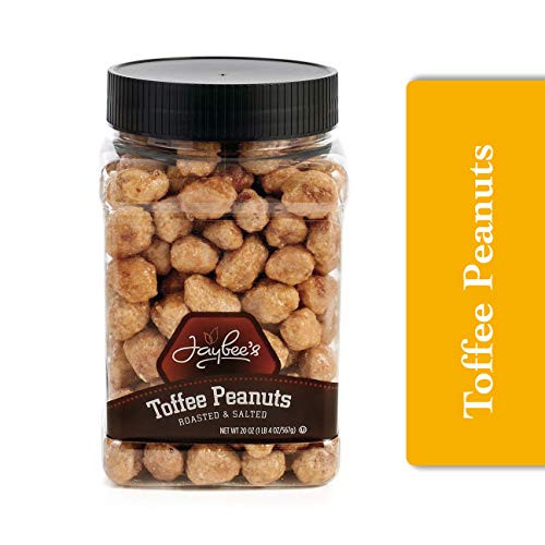 Jaybee's Nuts - Toffee Covered Peanuts - Sweet Crunchy, Candied Coated Gourmet Nut, Reusable Container, Kosher -20 ounces- Jaybee's Nuts - Toffee Covered Peanuts - Sweet Crunchy, Candied Coated Gourmet Nut, Reusable Container, Kosher -20 ounces-