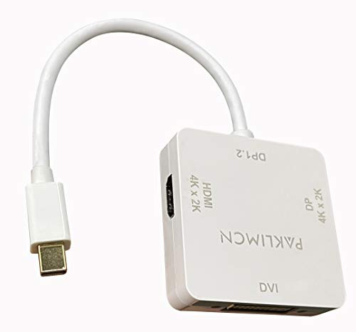 Mini DP to HDMI Displayport DVI Adapter Mini Displayport to HDMI 4K Adapter 3 in 1 Mini Display Port to HDMI DP DVI Converter Male to Female Gold-Plated