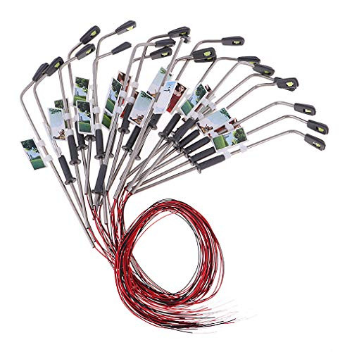 Tongina 20pcs Railway LEDs Lamppost Wall Lights Lamps 1:100 HO Scale 3V Warm White