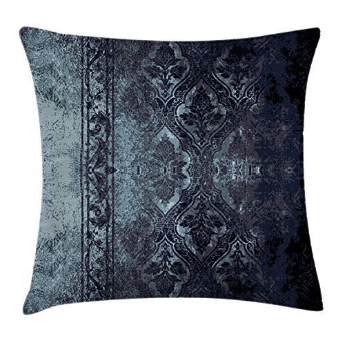 Abstract Throw Pillow Cushion Cover by Ambesonne, Grunge Texture Old Fashion Style Dusty Effect Retro Artwork Print, Decorative Square Accent Pillow Case, 20 X 20 Inches, Dark Blue and Baby Blue