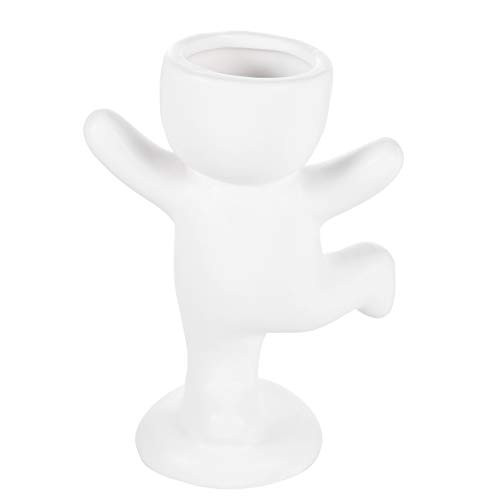 Hemoton White Ceramic Figure Succulent Flower Pot Creative Human Shaped Small Ceramic Flower Pots Mini Plant Planters for Desktop Usage Home Decoration