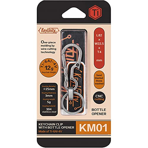 KeyUnity KM01 Titanium EDC Keychain Clip with Bottle Opener, Quick Release Carabiner Key Ring Holder for Men