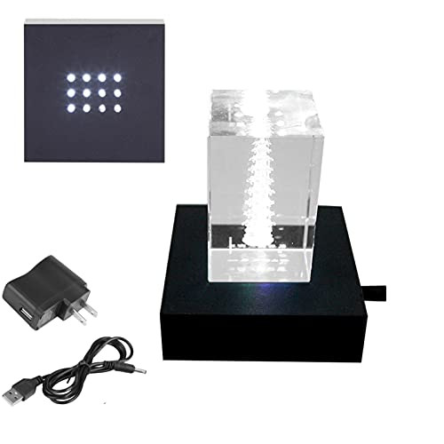 EVGATSAUTO Led Light Base for Glass Art, 12LED White Light Display Stand Base Holder for Crystal/Glass Art
