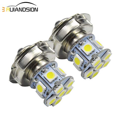 Ruiandsion 2pcs 12V P26S LED Bulb Super Bright 5050 12SMD Chipsets 6000K White LED Bulb for Motorbike Motorcycle Headlight