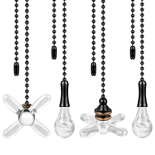 Linkstyle Ceiling Fan Pull Chain 4PCS 2 Sets Pull Chain Extension with Connector Beaded Ball Pull Chain for Ceiling Light Fan Crystal Ceiling Fan Pull Cord Pendant