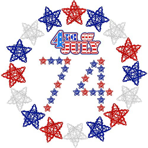 45 Pieces 4th of July Star Shaped Rattan Balls Decoration 2.36 Inch Red White and Blue Star Shaped Wicker Balls for 4th of July Home Decor DIY Vase Bowl Filler Ornament Wedding Table Decoration 45 Pieces 4th of July Star Shaped Rattan Balls Decoration 2.36 Inch Red White and Blue Star Shaped Wicker Balls for 4th of July Home Decor DIY Vase Bowl Filler Ornament Wedding Table Decoration