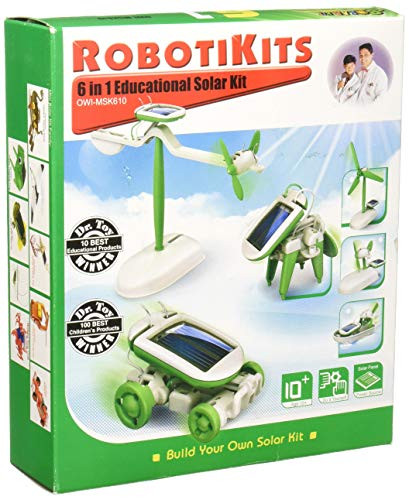 OWI OWI-MSK610 6-in-1 Educational Solar Kit, Includes Airboat, Windmill, Puppy, Car and Planes